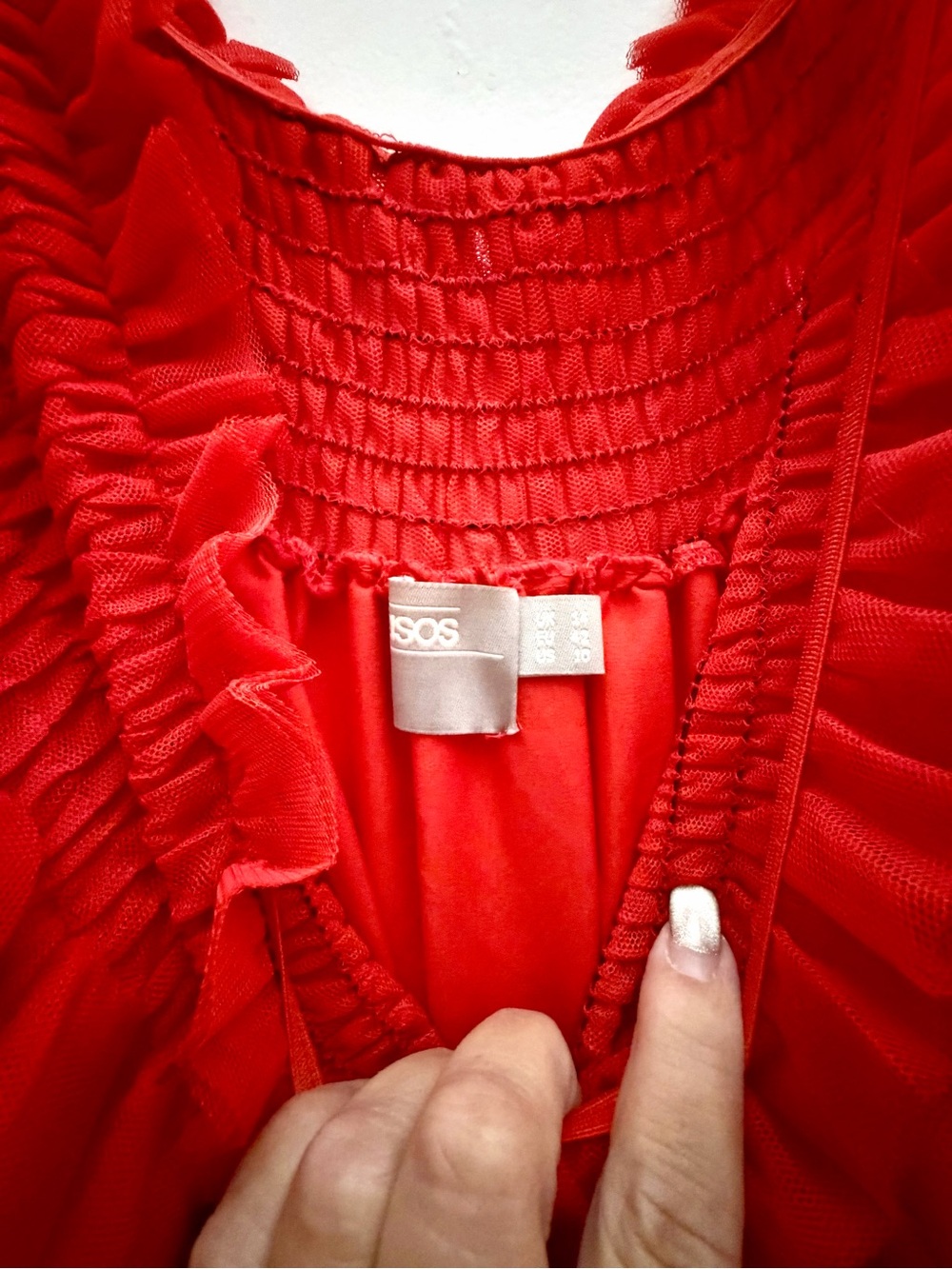 Red Ruffled Tulle Dress - Picture 2 of 2
